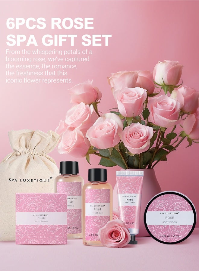 Spa Luxetique Spa Gift Set for Women Gift Baskets, 6 Pcs Bath and Body Spa Kit, Bath Set Includes Body Lotion, Shower Gel, Bubble Bath, Hand Cream, Travel Bag, Relaxing Gifts for Women. - Image 2